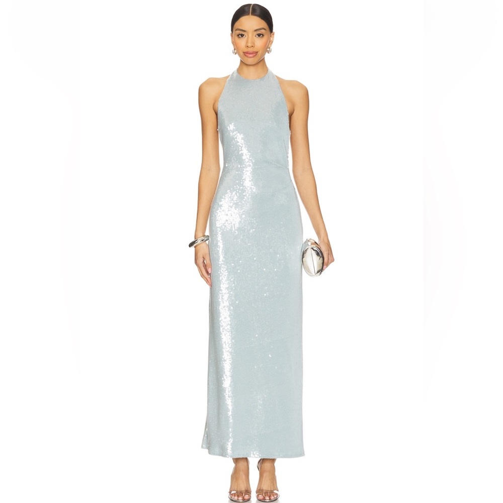 Elegant Silver Sequin Gown